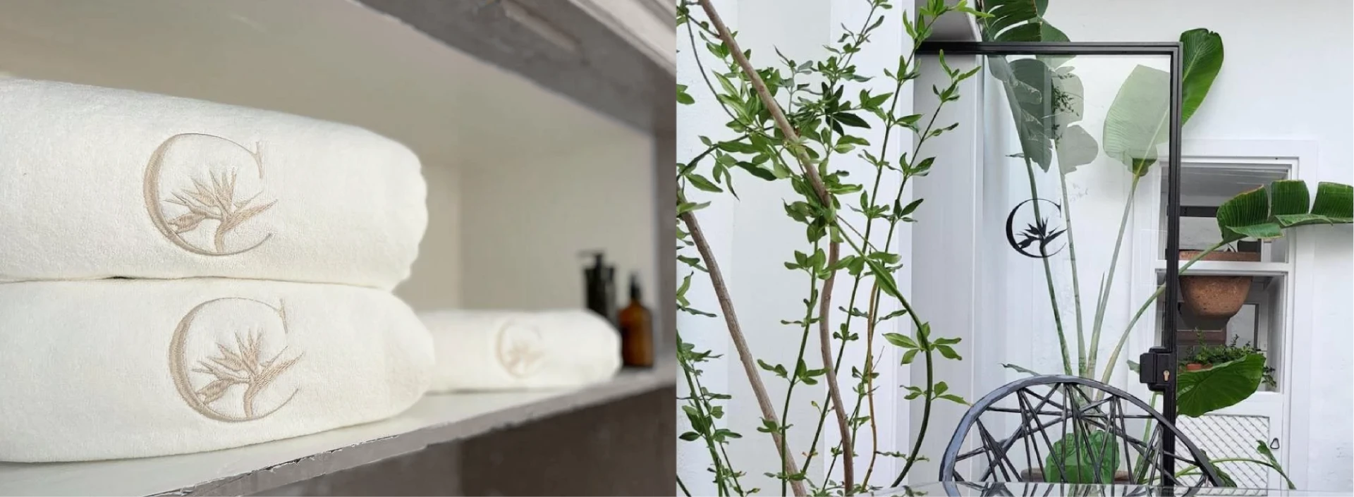 Bird of Paradise symbol applied to hotel complements.