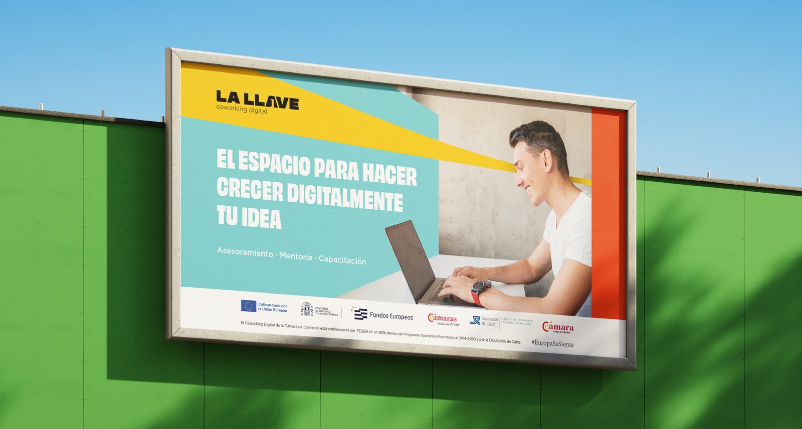 La Llave outdoor advertising billboard promoting the coworking space.