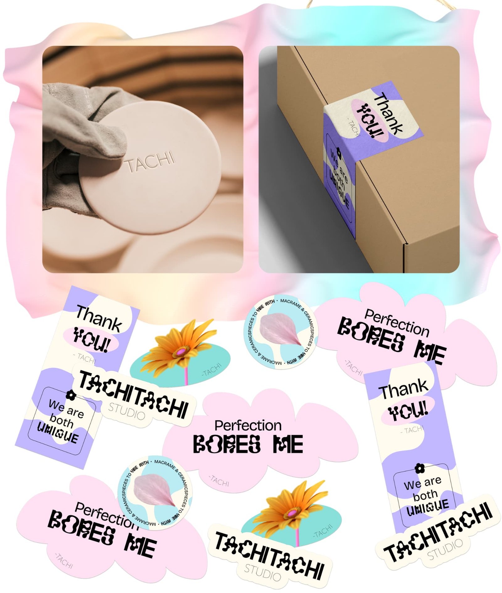 TachiTachi Studio stickers, labels and packaging.